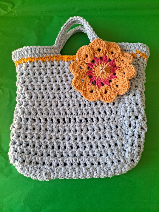 Light blue crochet handbag