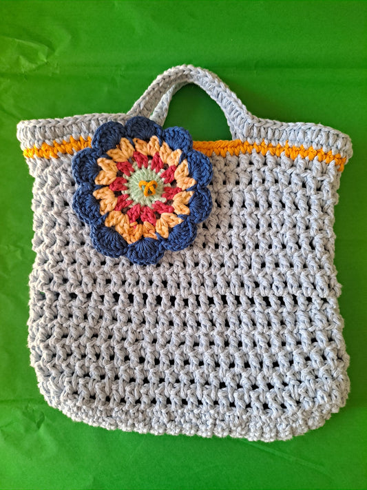 Light blue crochet handbag